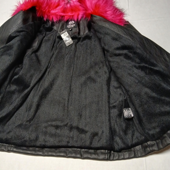 Special One International Black Motorcycle Jacket w/ Pink Faux Fur Collar Size M - Picture 16 of 16